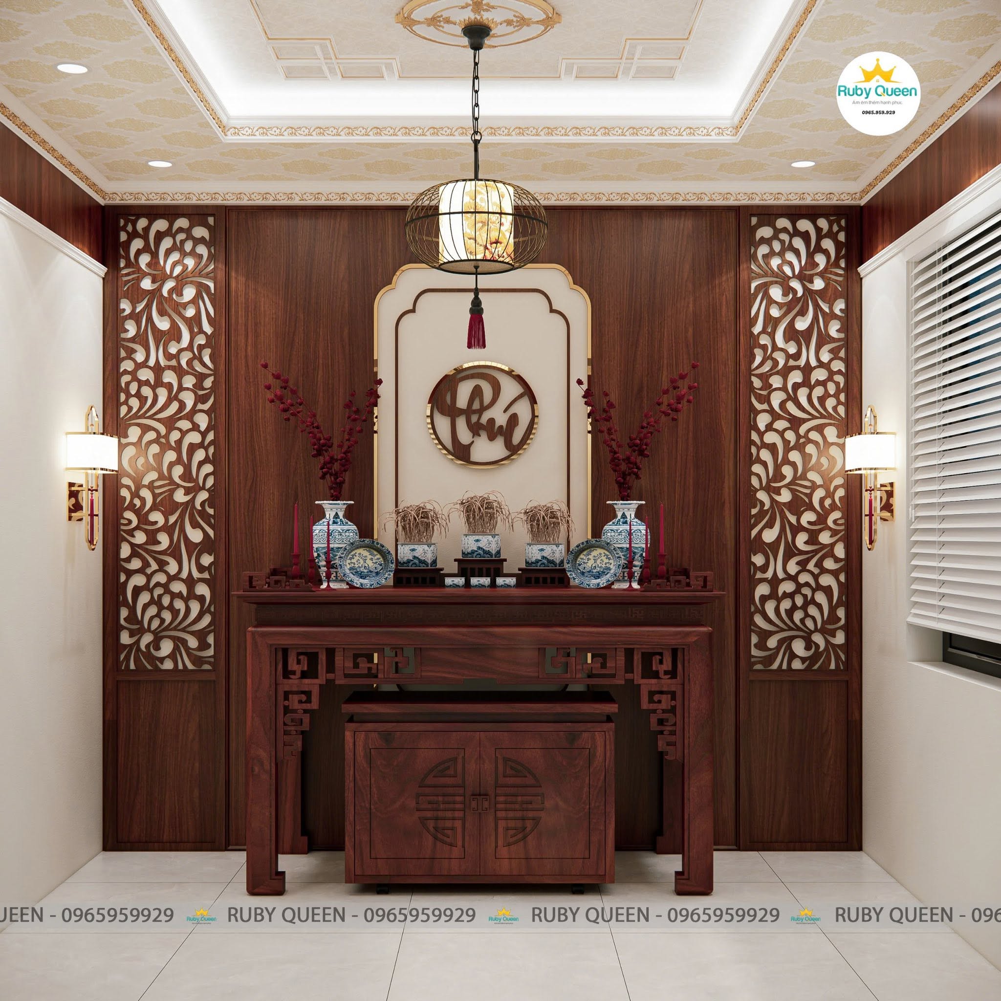 Mẫu phòng thờ đẹp do nhà Rubyqueen thực hiện