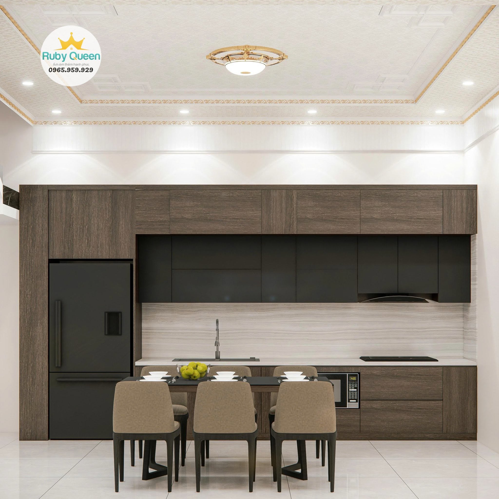 Nghiệm thu mảng tường nhựa nano hoàn thiện phẳng mịn tuyệt đối, các đường mối nối khít khao không nhìn thấy vết ghép từ Nội thất Ruby Queen.